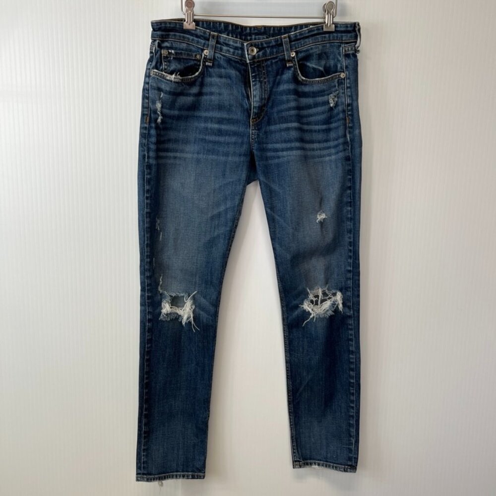 Rag & Bone Jean Women 29 Low Rise Slim Boyfriend 32x29.5 Distress Denim Core No